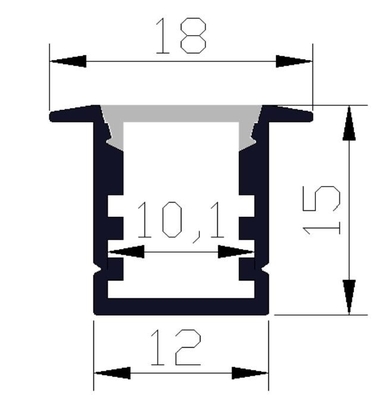 6063 LEIDEN Licht Aluminiumprofiel 18 X 15mm In een nis gezet Geleid Profiel