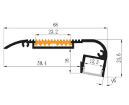 Geanodiseerd van het LEIDENE Licht Kanaal 6063 68x24.6mm Aluminiumprofiel voor Staprand
